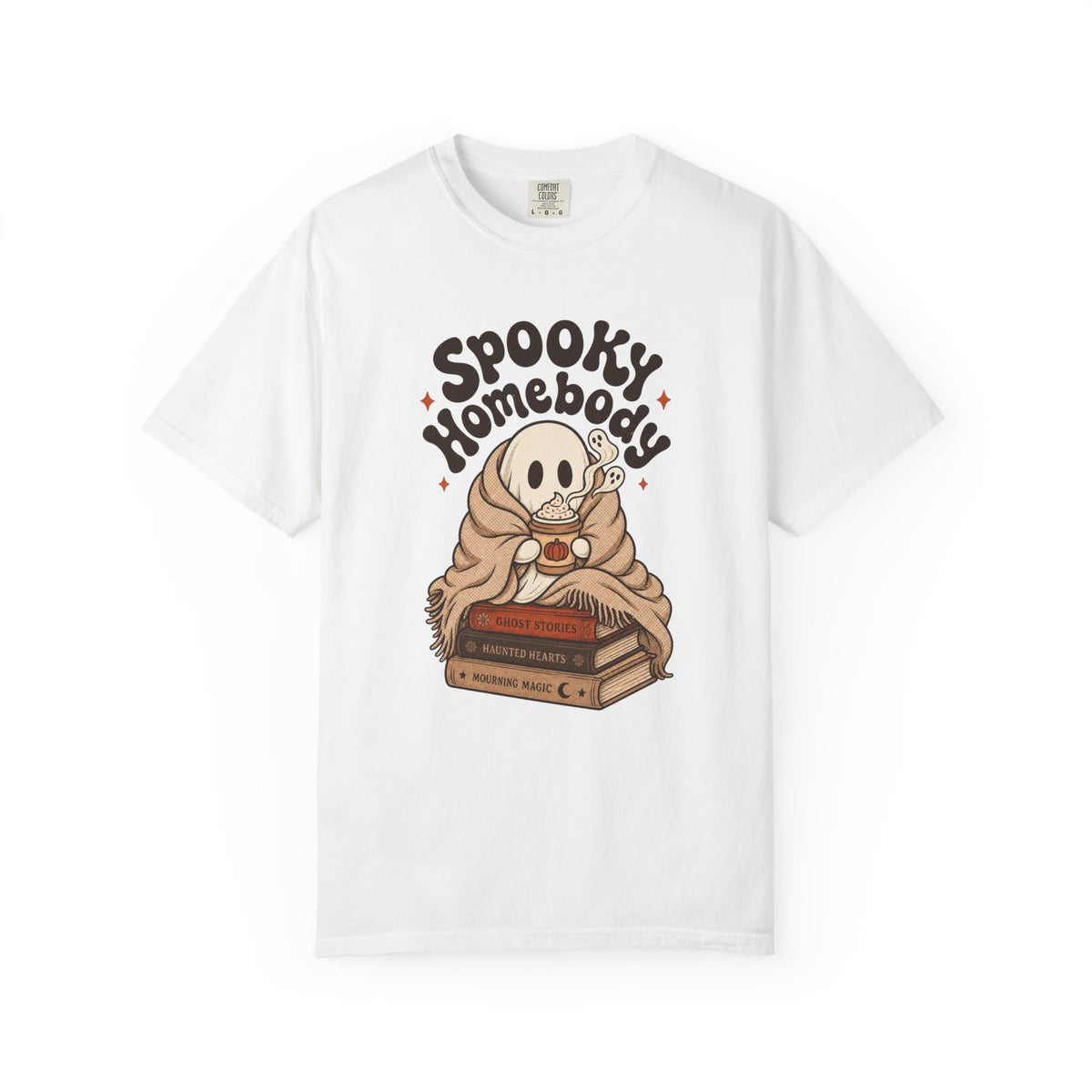 Spooky Homebody Ghost  T-Shirt - White - Front