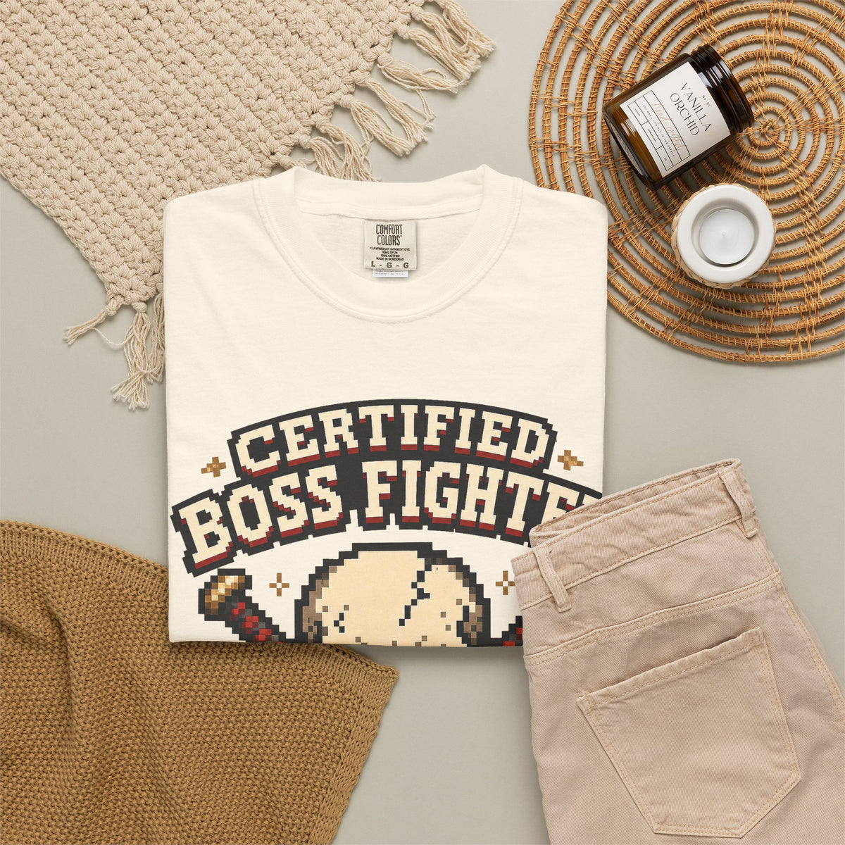 Certified Boss Fighter T-shirt - Ivory - Flat Lay