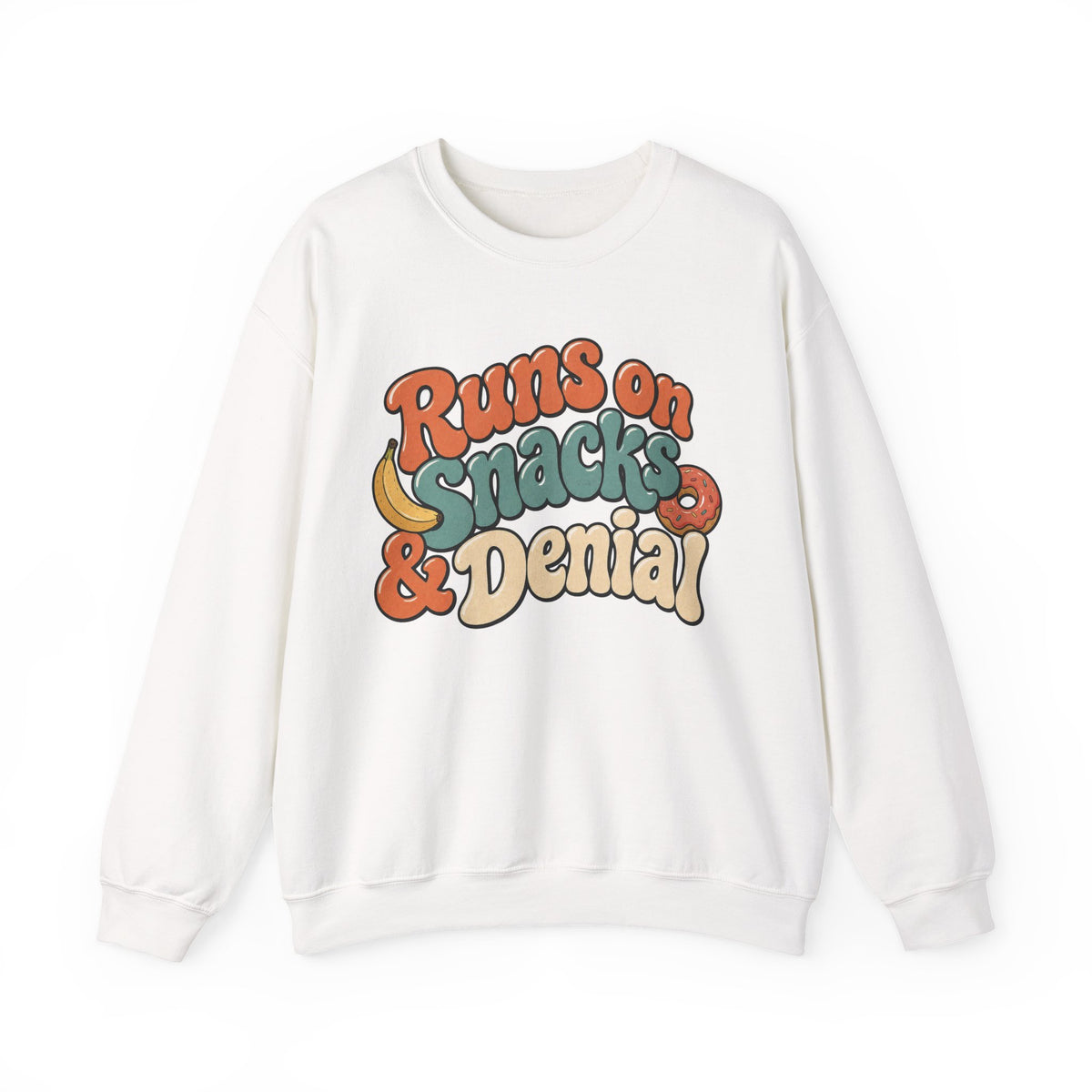 Runs on Snacks & Denial Sweatshirt - White - Front