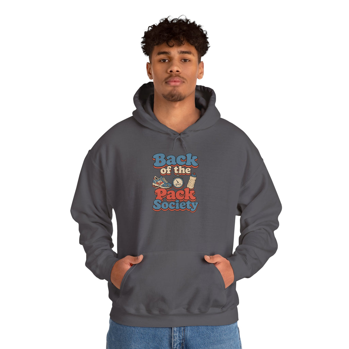 Back of the Pack Society Hoodie - Charcoal - on model male