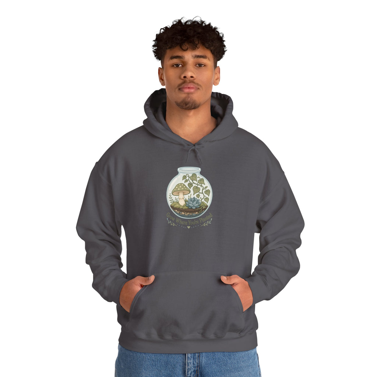 Grow Where You're Planted Hoodie - Charcoal - On Model Male