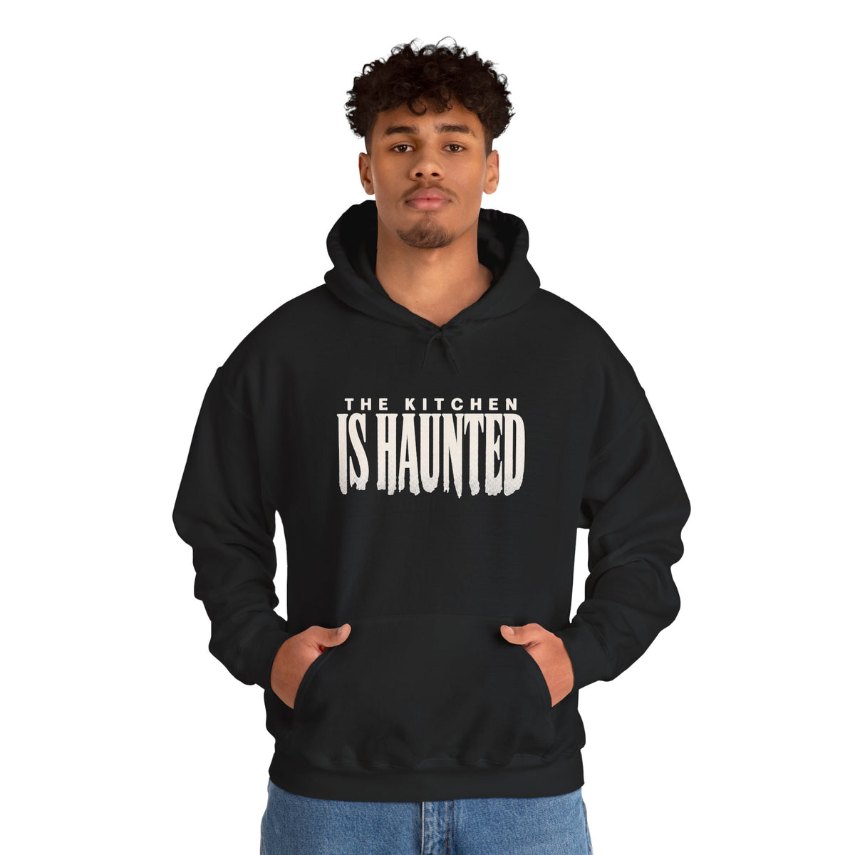 The Kitchen Is Haunted Hoodie - Black - On Model Male