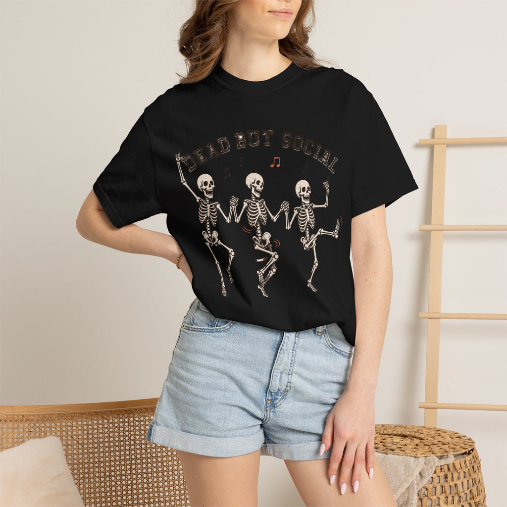 Dead But Social T-Shirt - Black - on model close-up