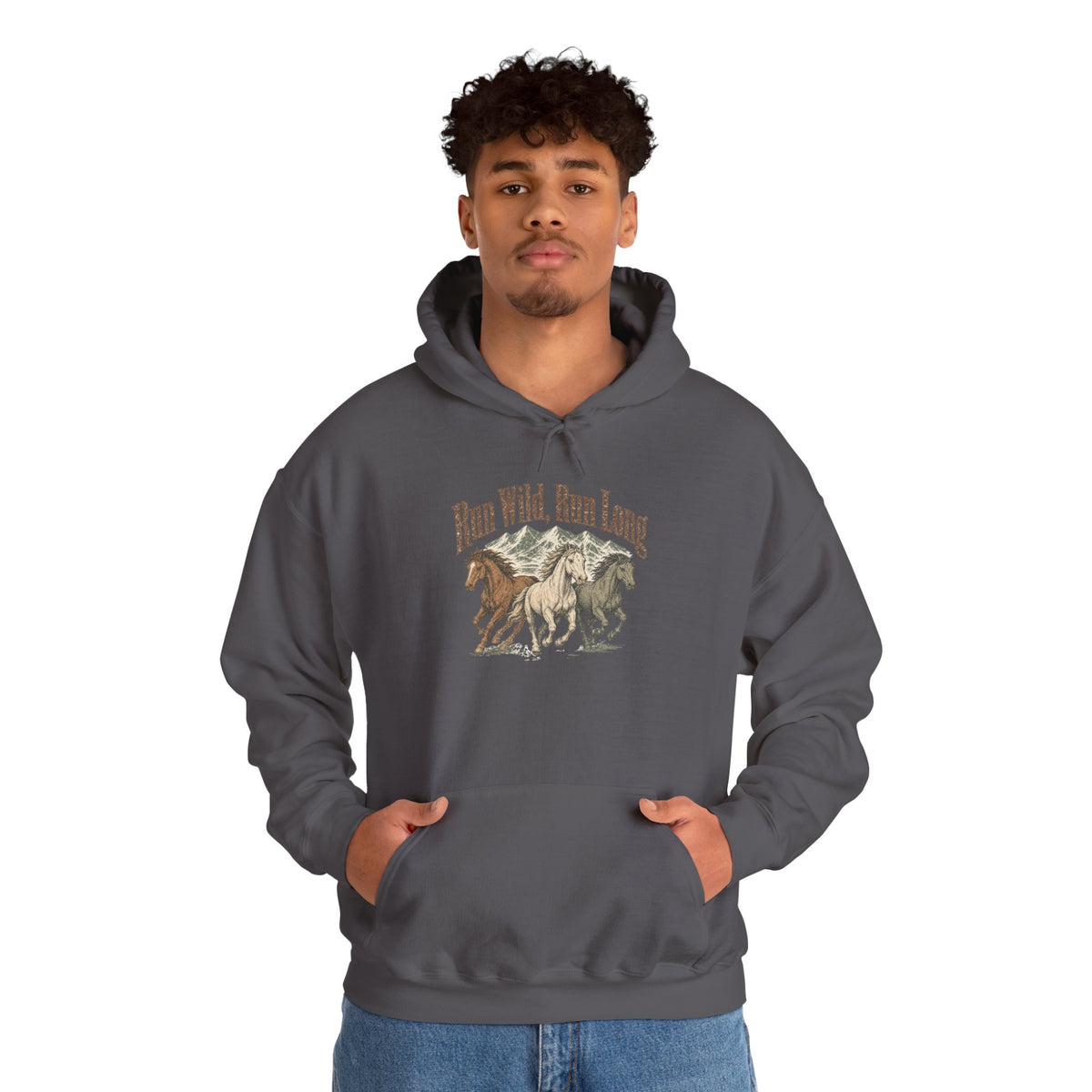 Run Wild Run Long Hoodie - Charcoal - On Model Male