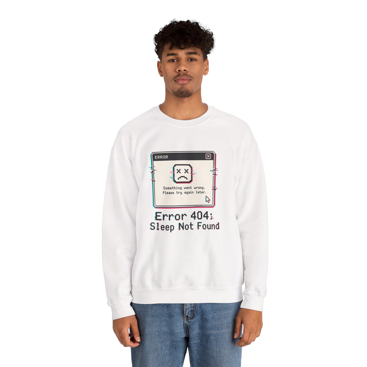 Error 404 Sleep Not Found Sweatshirt - White - On Model Male