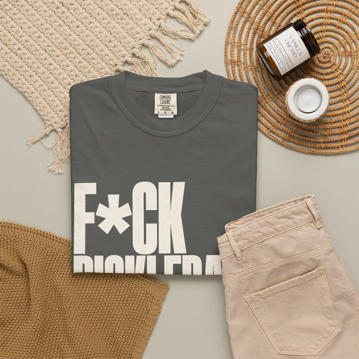 F*ck Pickleball. See You Tomorrow. T-Shirt - Pepper - Flat Lay