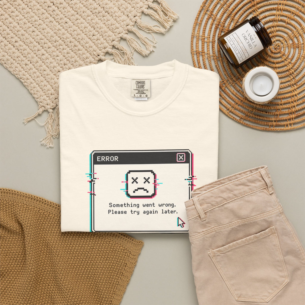 Error 404 Sleep Not Found T-Shirt - Ivory - Flat Lay
