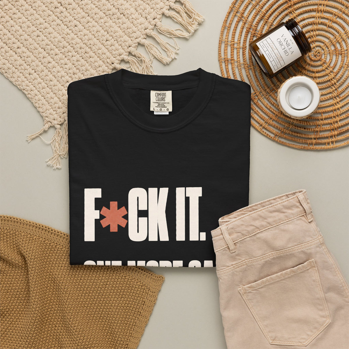 F*ck It. One More Game. T-Shirt - Black - Flat Lay