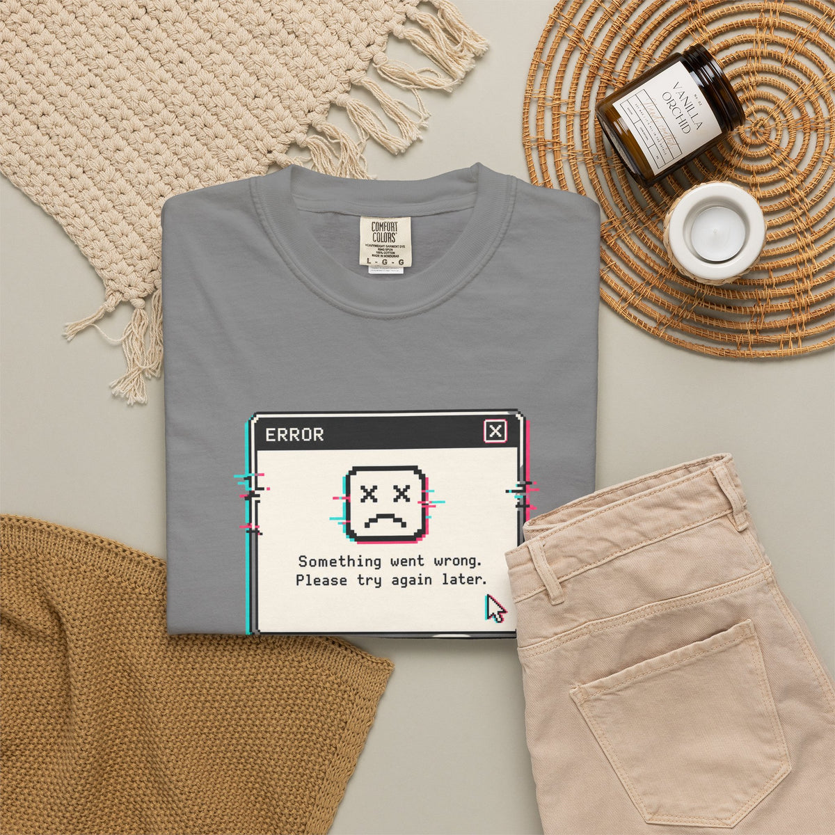 Error 404 Sleep Not Found T-Shirt - Grey - Flat Lay