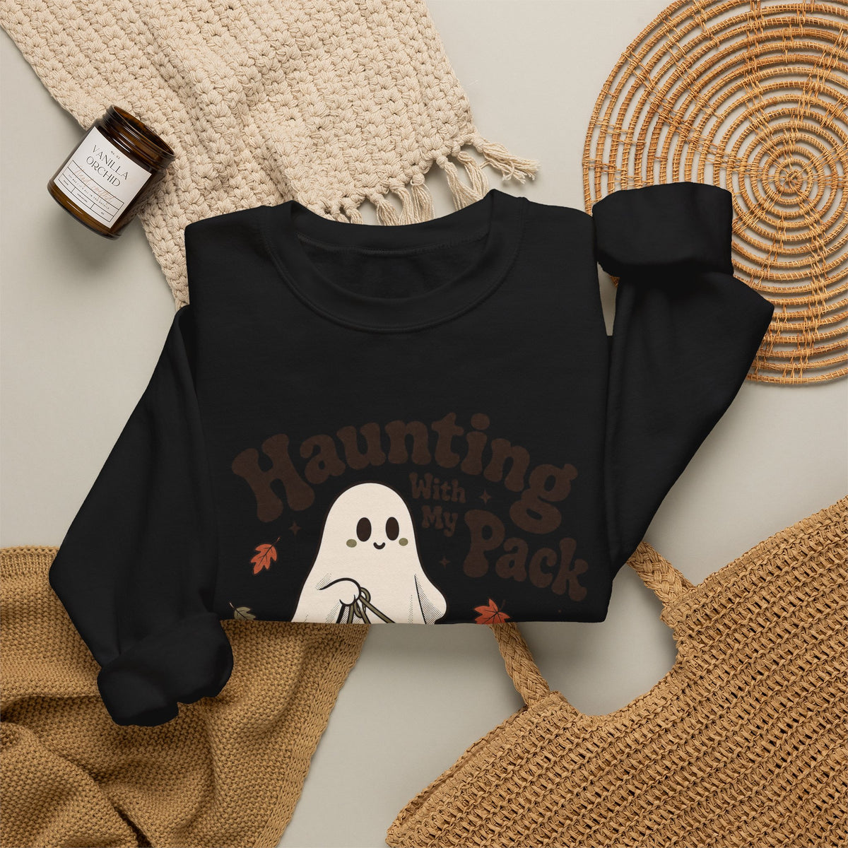 Haunting With My Pack Sweatshirt - Black - flat lay