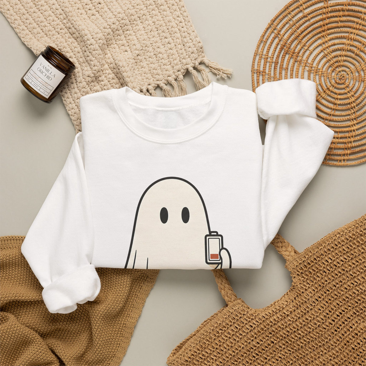 Running On Empty Since October Sweatshirt - White - Flat Lay