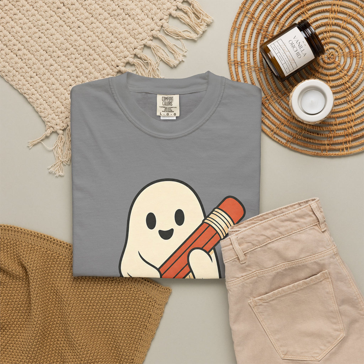 Teaching Little Monsters T-shirt - Grey - Flat Lay