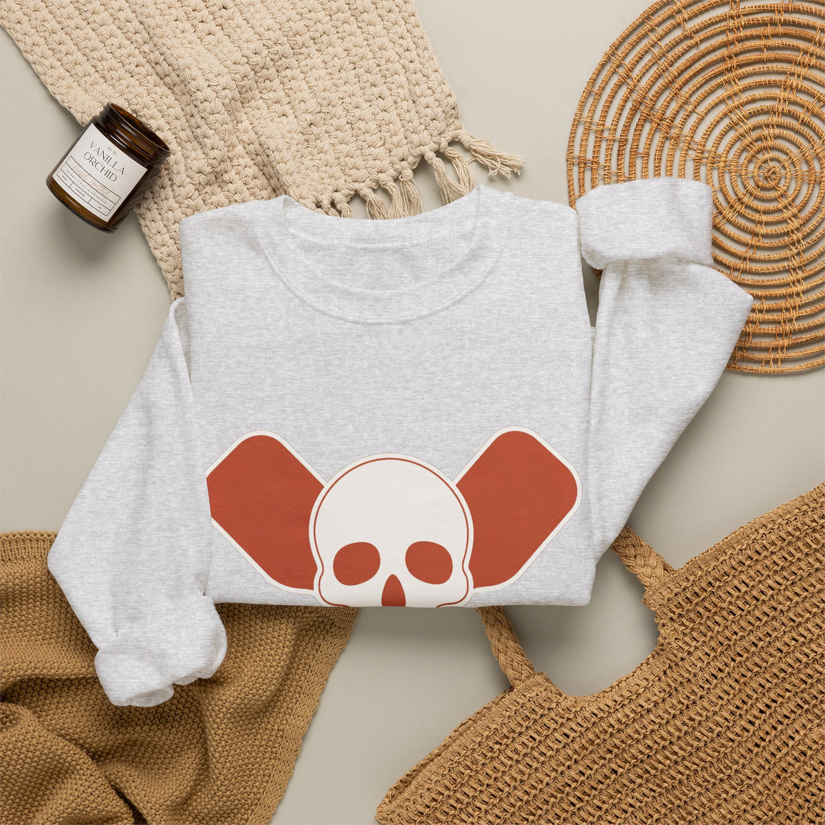 Skull & Oars Sweatshirt - Ash - Flat Lay