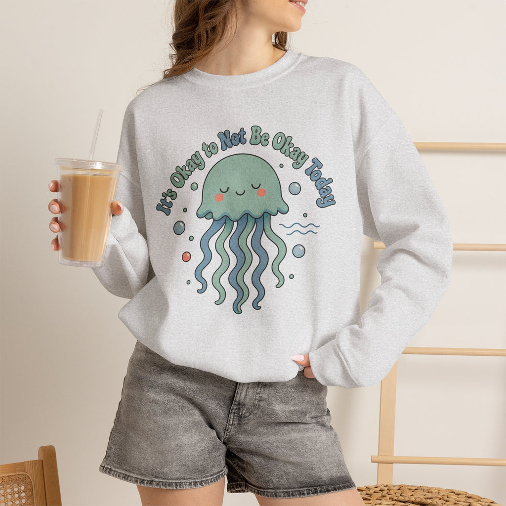 It's Okay to Not Be Okay Sweatshirt - Ash - On Model Female