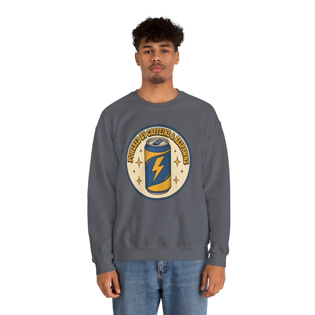 Caffeinated Energy Can Sweatshirt - Charcoal - On Model Male