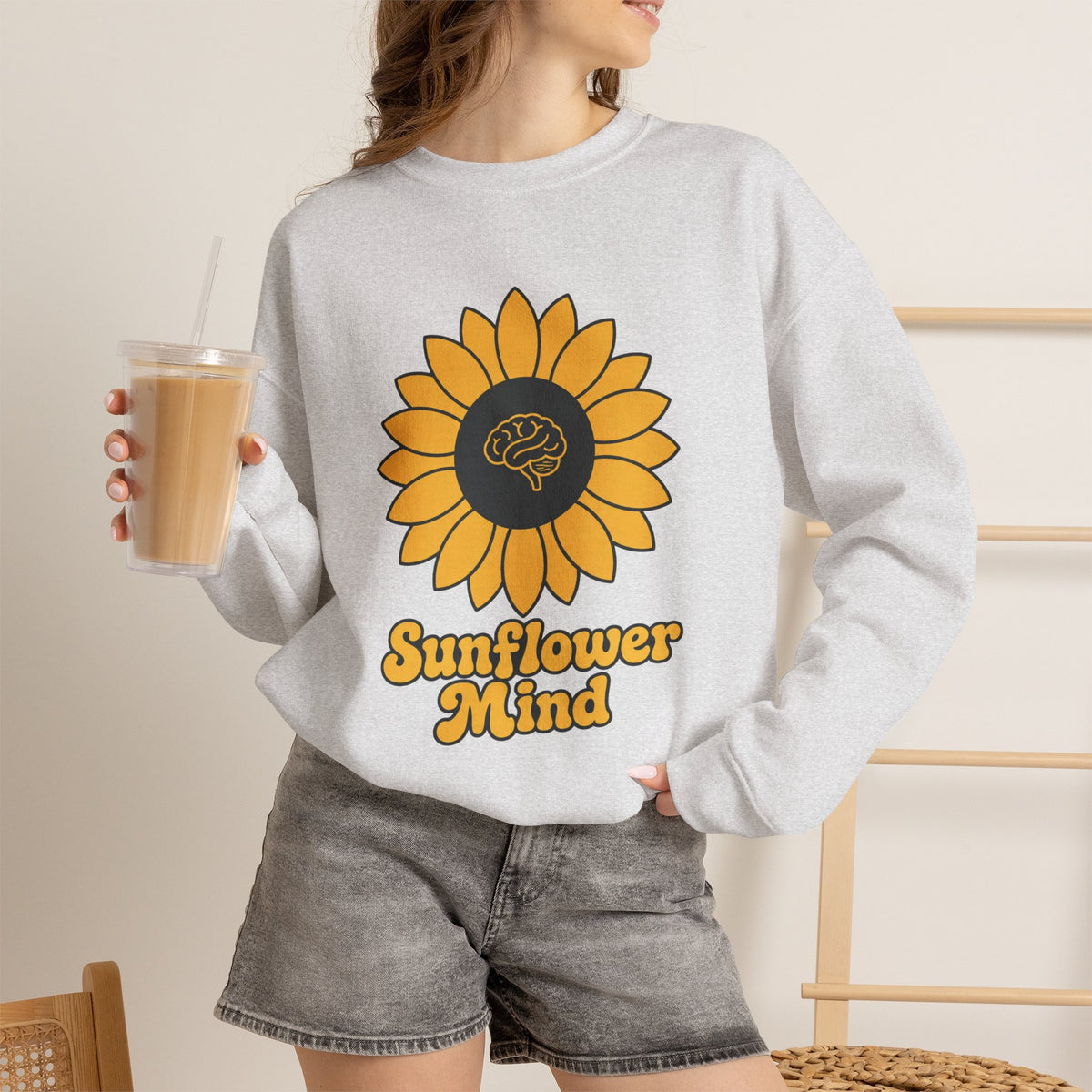 Sunflower Mind Sweatshirt - Ash - On Model Female