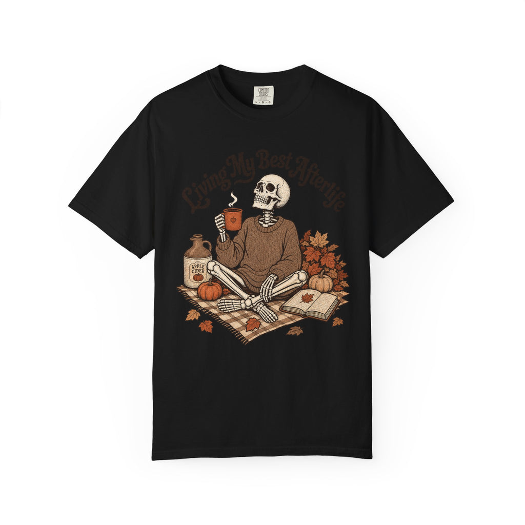 Living My Best Afterlife T-shirt - Black - on model side