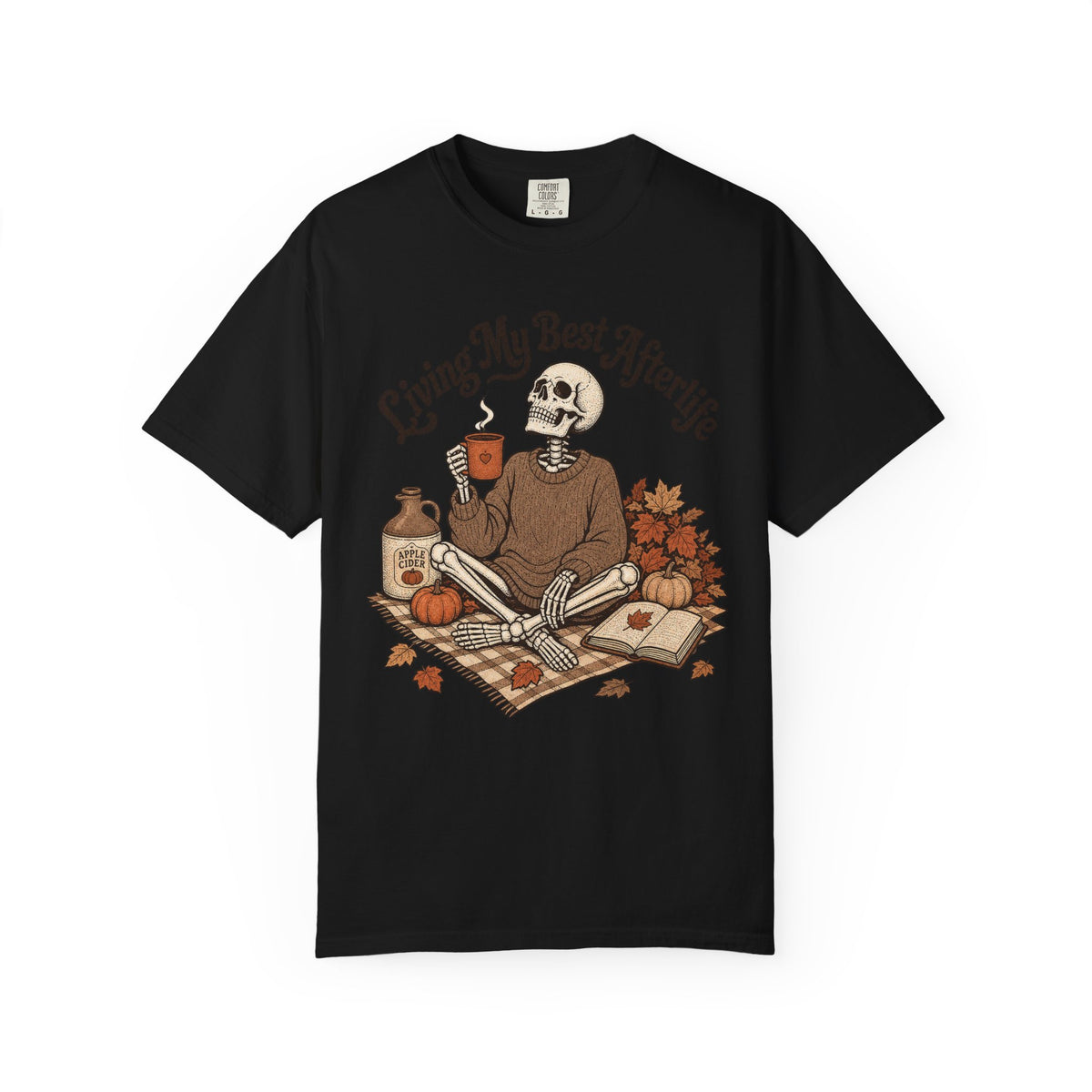 Living My Best Afterlife T-shirt - Black - on model side