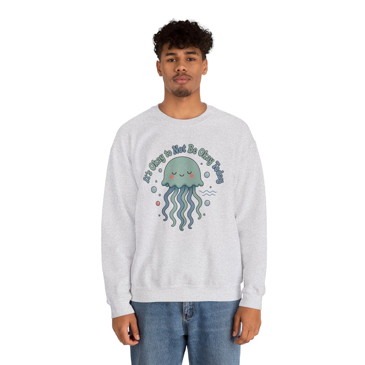 It's Okay to Not Be Okay Sweatshirt - Ash - On Model Male