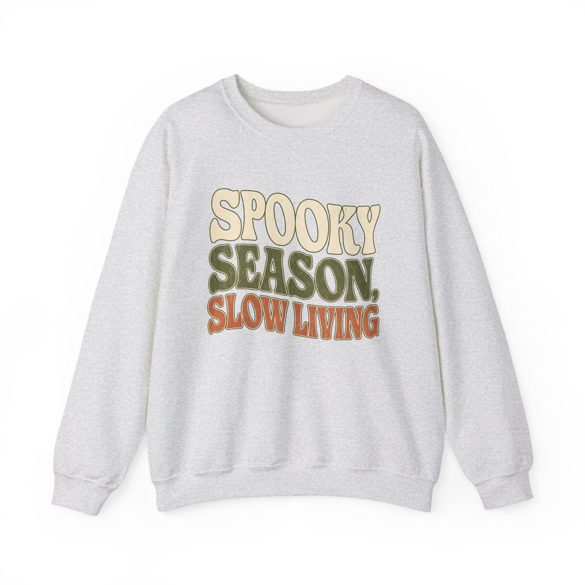 Spooky Season Slow Living Sweatshirt - Ash - Flat Lay