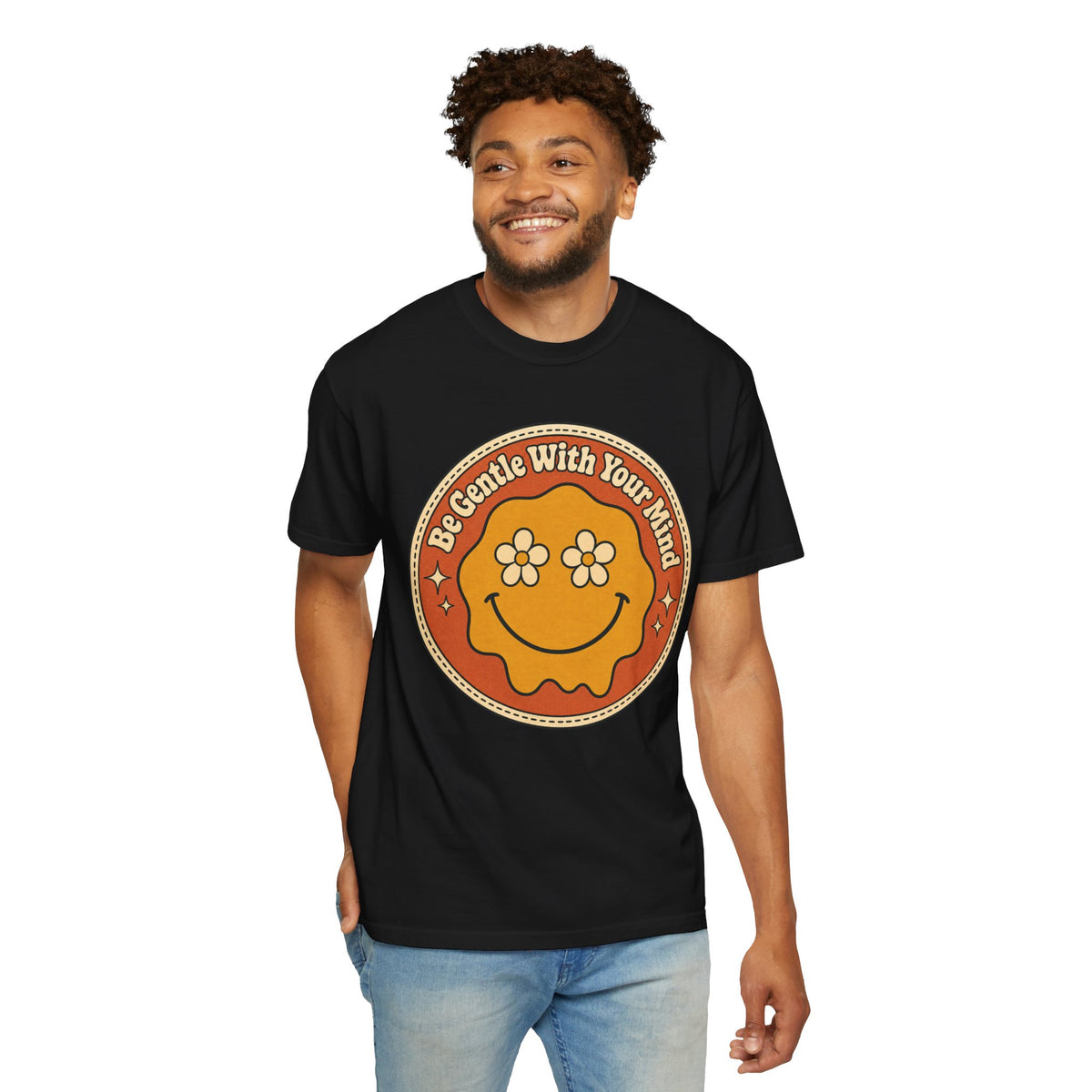 Be Gentle With Your Mind T-shirt - Black - on model front