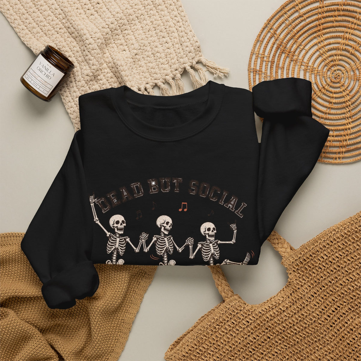 Dead But Social Sweatshirt - Black - flat lay