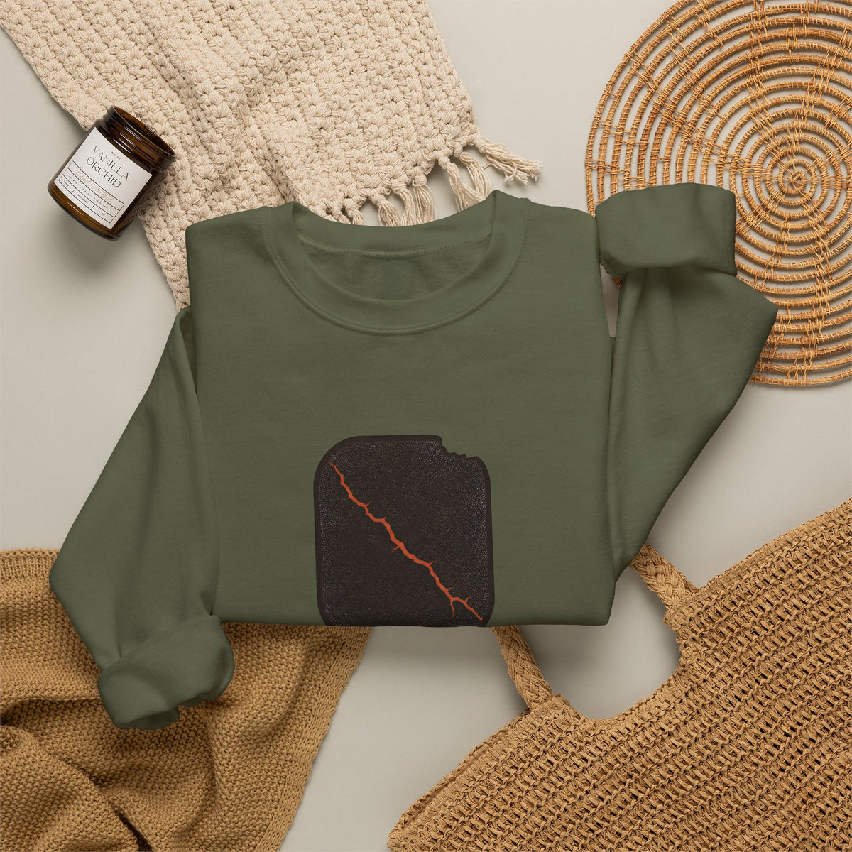 Pickleball Paddle Graphic Sweatshirt - Military Green - Flat Lay