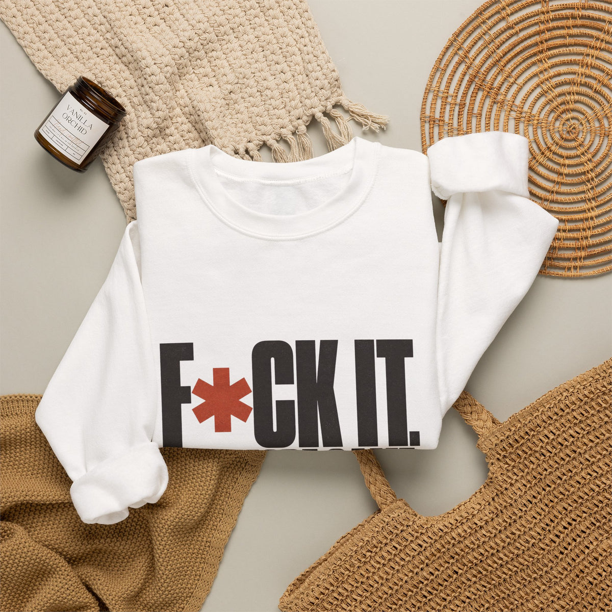 F*ck It. One More Game. Sweatshirt - White - Flat Lay