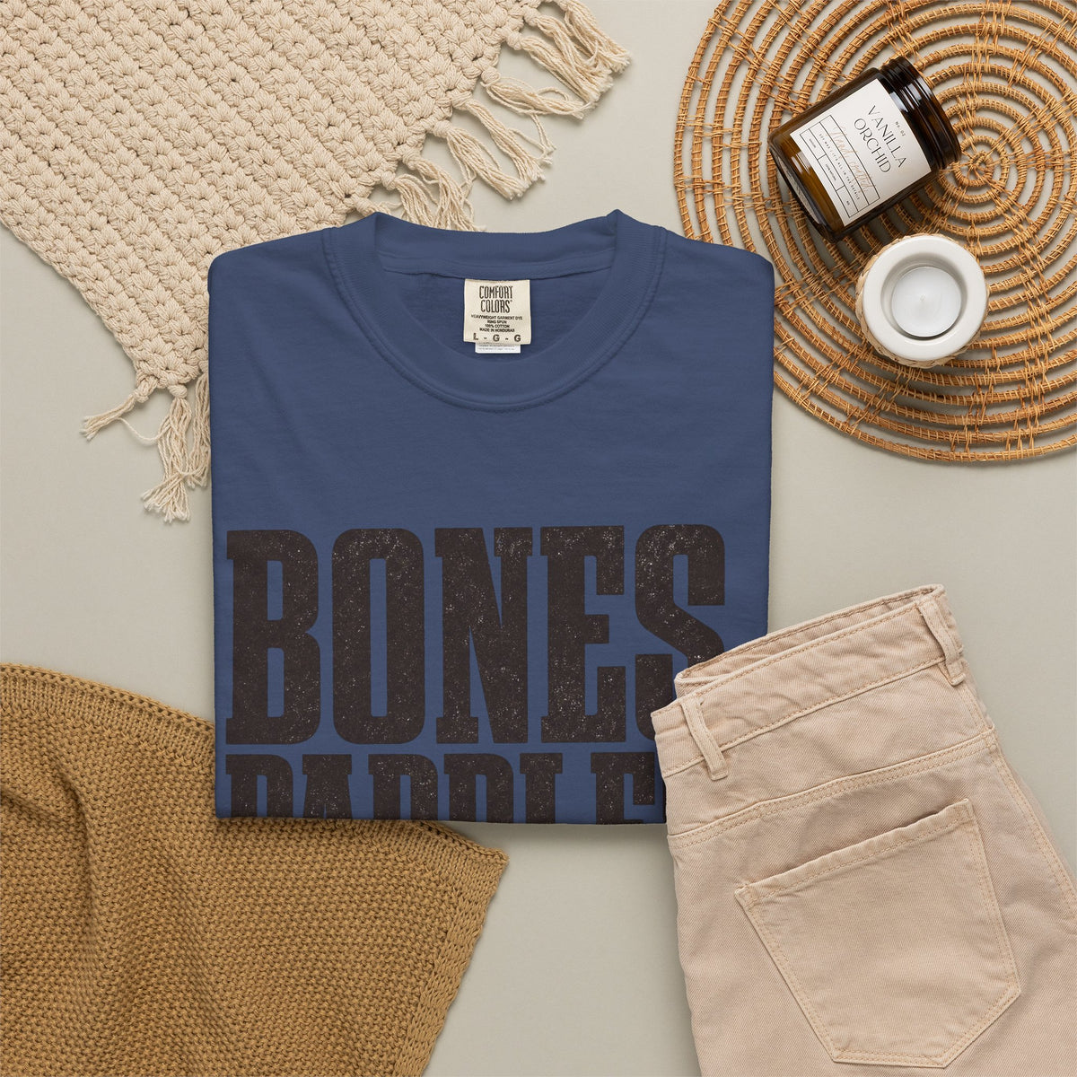 Bones Paddles Backhands T-Shirt - China Blue - Flat Lay