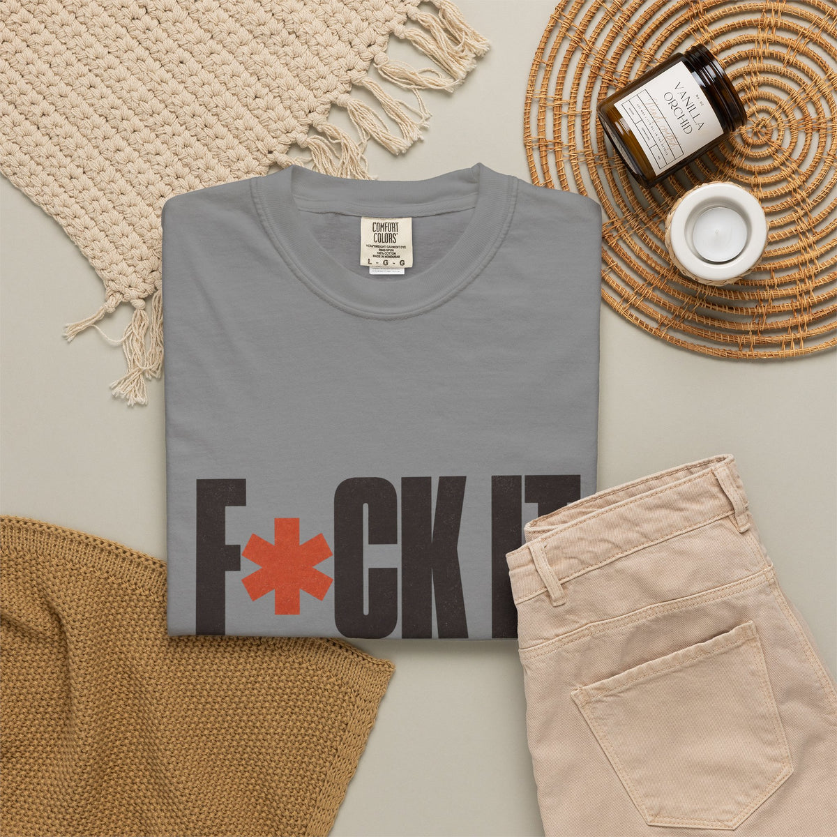 F*ck It. One More Game. T-Shirt - Grey - Flat Lay