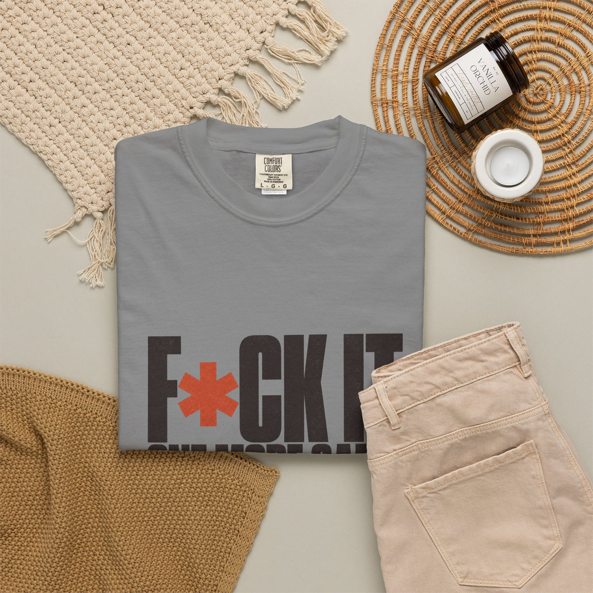 F*ck It. One More Game. T-Shirt - Grey - Flat Lay