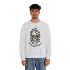 Skull with Ivy Leaves Sweatshirt - Ash - on model male