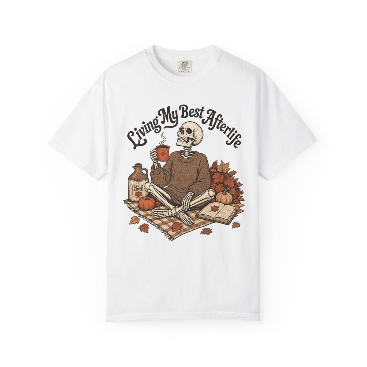 Living My Best Afterlife T-shirt - White - on model side