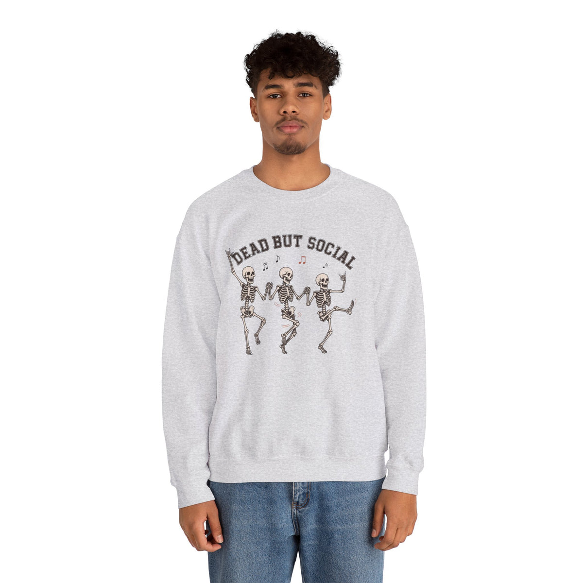 Dead But Social Sweatshirt - Ash - on model male