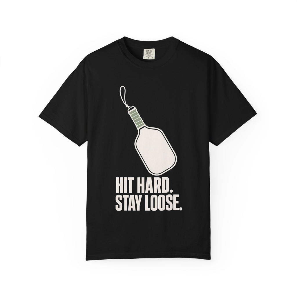Hit Hard, Stay Loose T-Shirt - Black - On Model Side