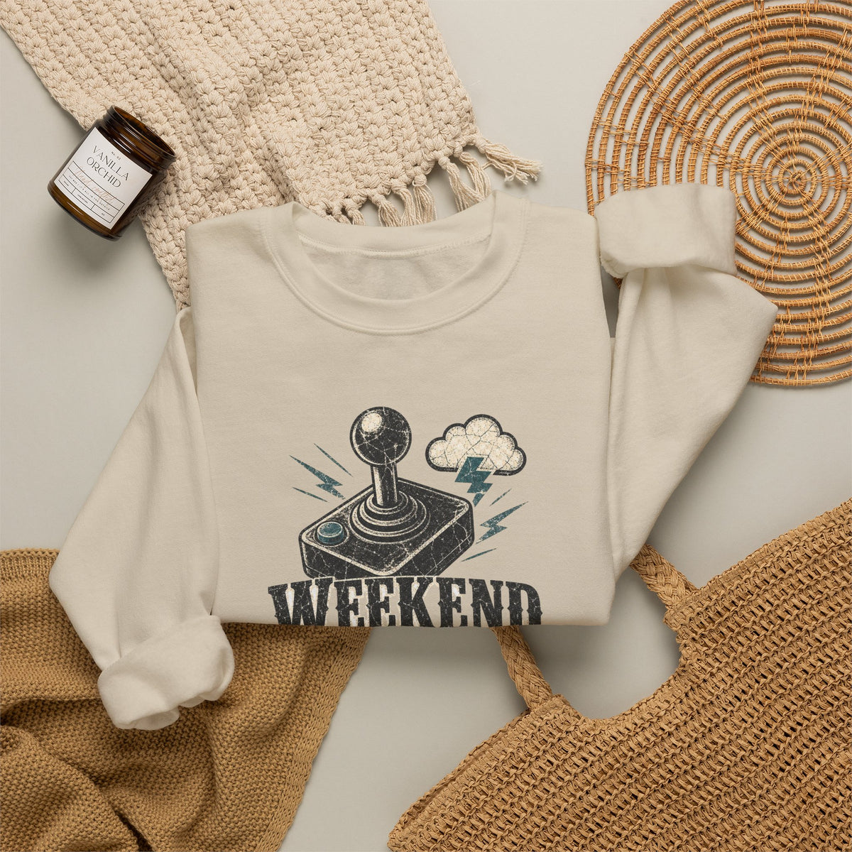 Weekend Forecast 100% Gaming Sweatshirt - Sand - Flat Lay