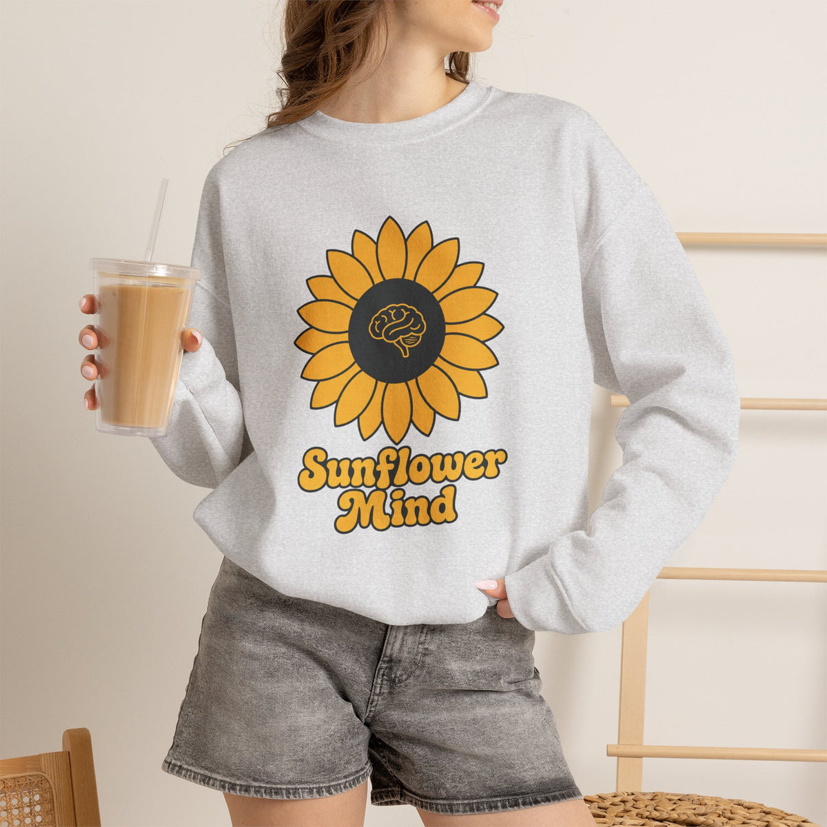 Sunflower Mind Sweatshirt - Ash - On Model Female