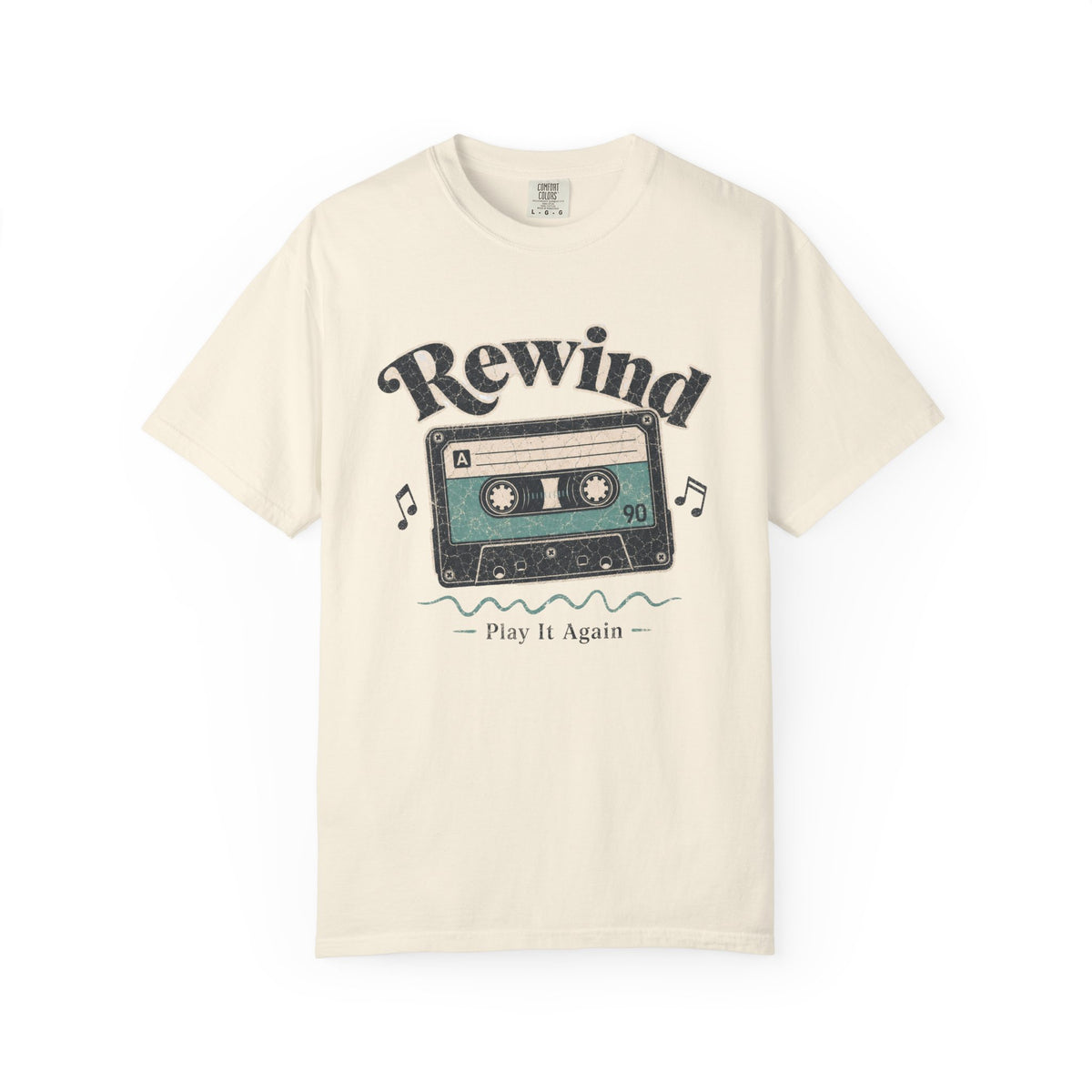 Retro Cassette Tape T-shirt - Ivory - On Model Side