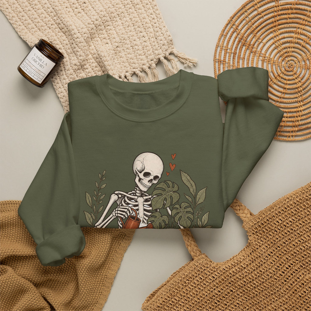 Growing Through It Sweatshirt - Military Green - flat lay