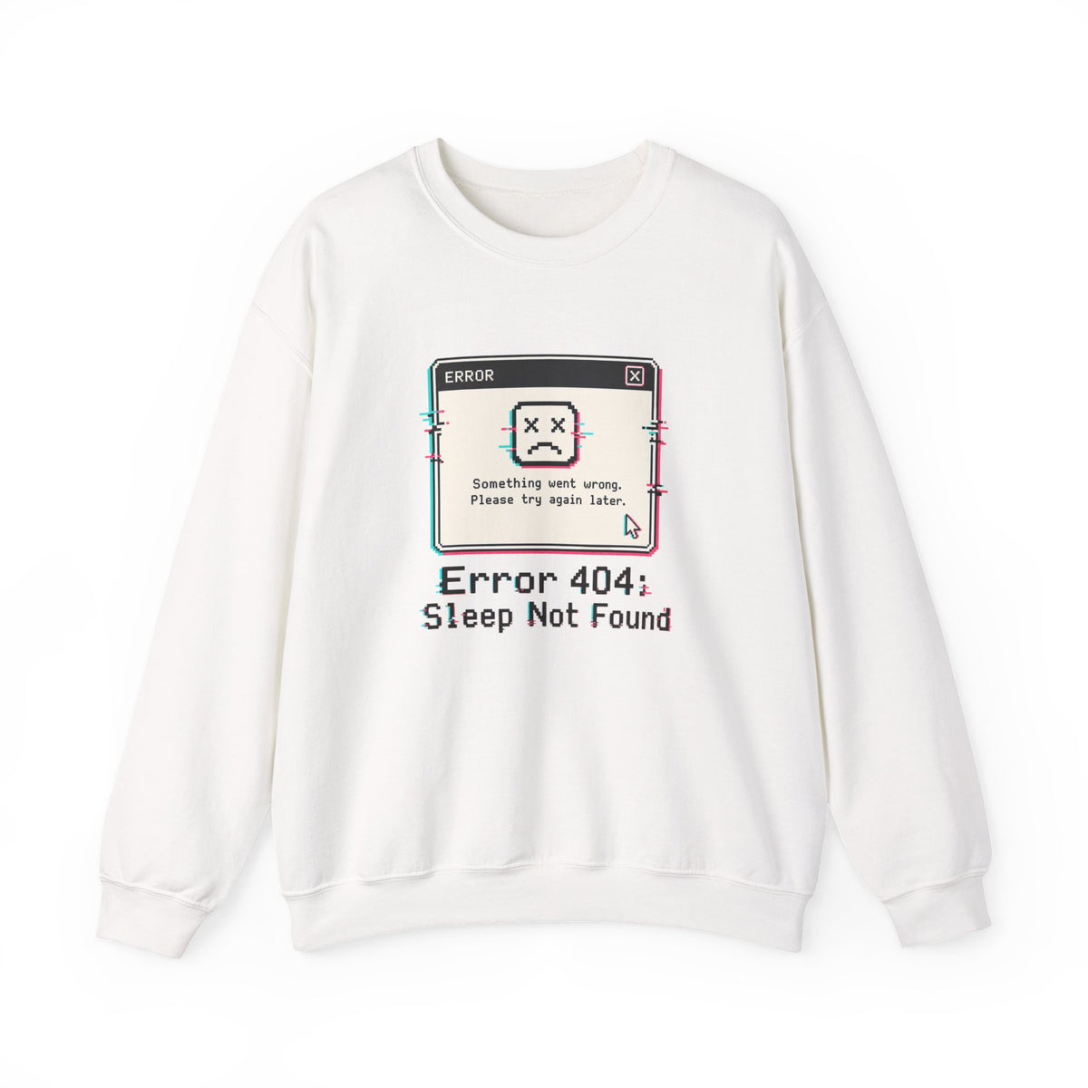 Error 404 Sleep Not Found Sweatshirt - White - Flat Lay