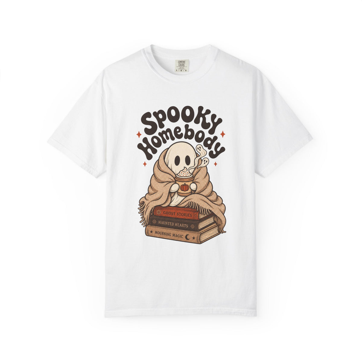 Spooky Homebody Ghost  T-Shirt - White - on model side