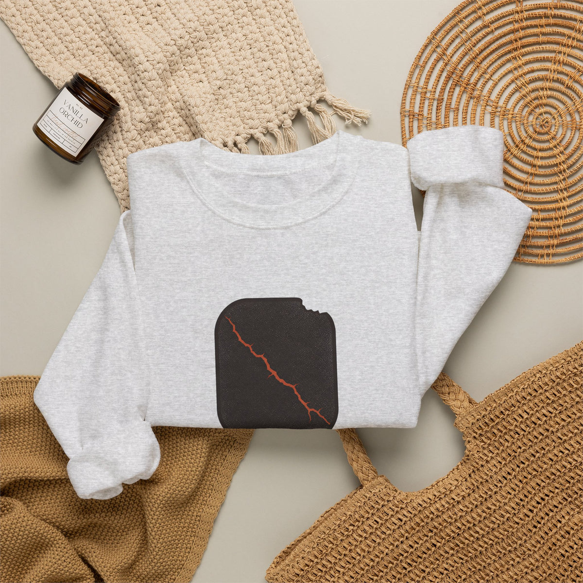 Pickleball Paddle Graphic Sweatshirt - Ash - Flat Lay