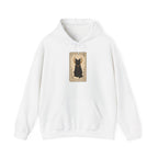 Black Cat Tarot Card Hoodie - White - flat lay1