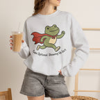 Superhero Frog Running Sweatshirt - Ash - on model female