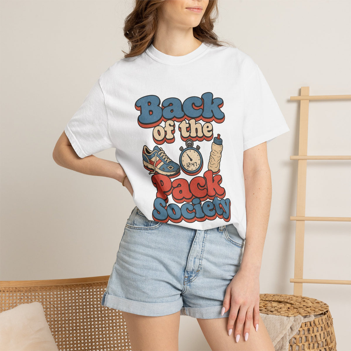 Back of the Pack Society T-shirt - White - On Model Female