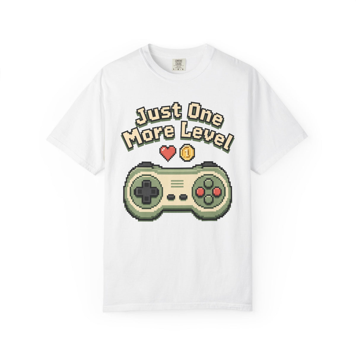 Just One More Level T-Shirt - White - On Model Side