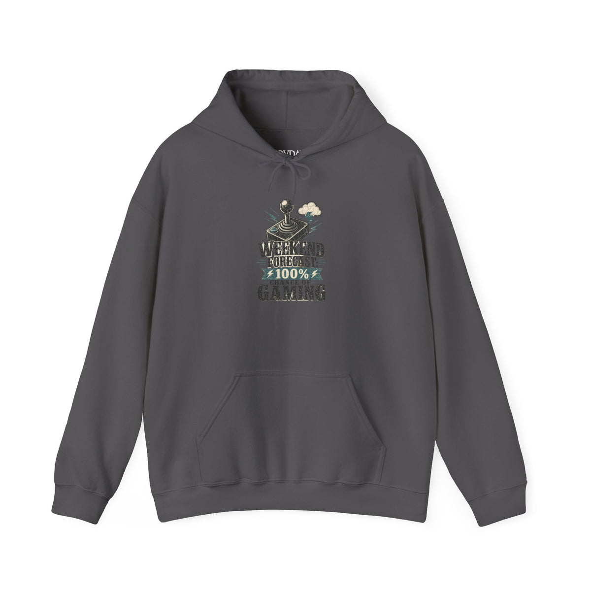 Weekend Forecast 100% Gaming Hoodie - Charcoal - Flat Lay