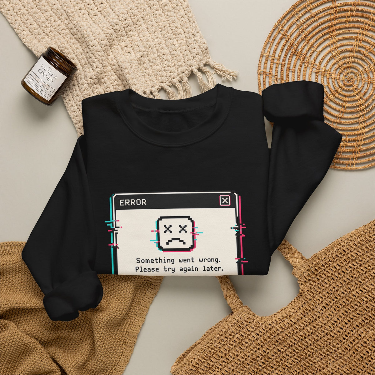 Error 404 Sleep Not Found Sweatshirt - Black - Flat Lay