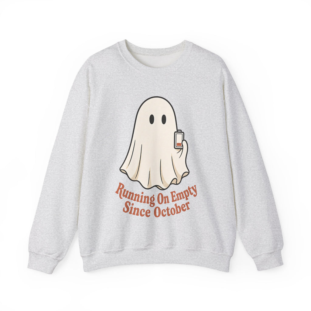 Running On Empty Since October Sweatshirt - Ash - Front