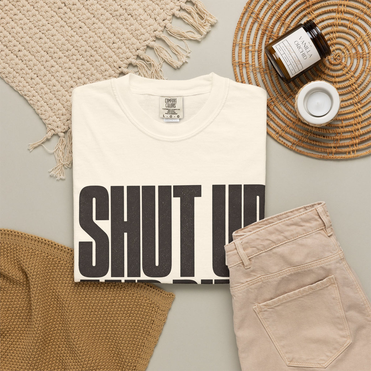 Shut Up and Dink T-Shirt - Ivory - Flat Lay